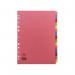 The picture shows a colorful set of Concord Dividers & Indexes. There are 15 parts, each on a separate A4 sheet and made of sturdy 160gsm cardstock. The vibrant hues of these dividers make them easy to spot and organize documents.