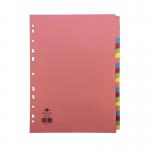 The image shows a pack of Concord Dividers & Indexes. The 20 dividers are A4 size and made of 160gsm multicoloured paper. Each divider is labeled with a large, easy-to-read tab. The vibrant colors make it easy to organize and separate your documents.