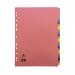 The image shows a pack of Concord Dividers & Indexes. The 20 dividers are A4 size and made of 160gsm multicoloured paper. Each divider is labeled with a large, easy-to-read tab. The vibrant colors make it easy to organize and separate your documents.