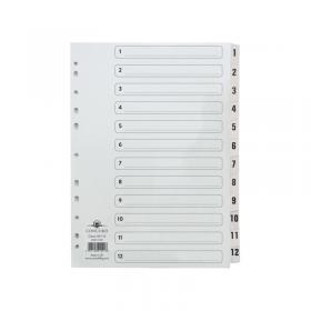Concord Classic Index 1-12 A4 White Board With Clear Mylar Tabs 01201CS12 JTCS12