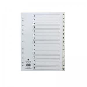 Concord Classic Index 1-15 A4 White Board With Clear Mylar Tabs