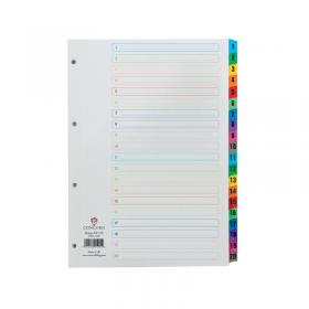 Concord Index 1-20 A4 White with Multicolour Tabs 01901CS19 JTCS19