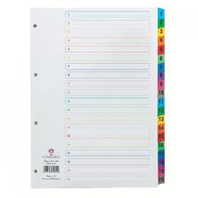 Concord Index 1-20 A4 White with Multicoloured Mylar Tabs 01901/CS19 JTCS19