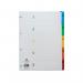 The photo shows a set of Concord Numbered Dividers, specifically the Index 1-5, in A4 size. The dividers are white and feature multicolour tabs for easy organization. They are labeled as 00201CS2 and JTCS2.