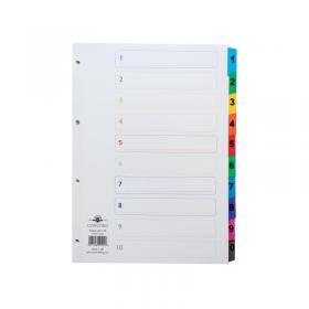 Concord Index 1-10 A4 White with Multi-Colour Tabs 00401CS4 JTCS4
