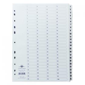 Concord Classic Index 1-100 A4 White Board Clear Mylar Tabs 05701/CS57 JTCS57