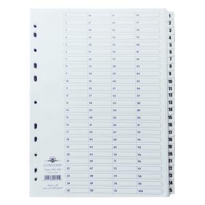 Photos - Planner Concord Classic Index 1-100 A4 White Board Clear Mylar Tabs 05701CS57 