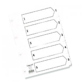 Concord Reinforced Index 1-5 A5 White Board Mylar Tabs 07001/CS70 JTCS70