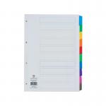 The picture shows a set of Concord dividers and indexes, specifically the Concord Reinforced Divider 10-Part A4 Multicoloured Tabs. The dividers have brightly colored tabs and are made of reinforced material for durability.