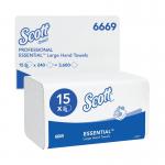 Scott 1-Ply Xtra Hand Towels I-Fold 240 Sheets (Pack of 15) 6669 KC01001