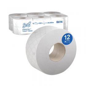 Scott Jumbo Toilet Tissue 2-Ply x500 White Pack of 12 8614 KC01031
