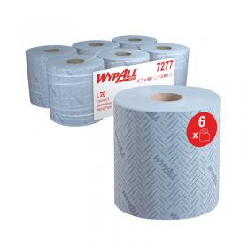 Wypall L20 Essential Centrefeed Wiping Paper Roll 2 Ply Blue (Pack of 6) 7277 KC03784