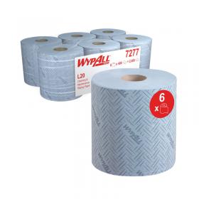 Wypall L20 CleaningMaintenance Wipes 2-Ply x400 Blue Pack of 6 7277 KC03784