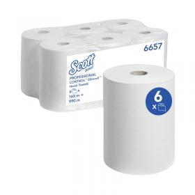 Scott Slimroll Paper Hand Towel Roll 1-Ply 165m White Pack of 6 6657 KC04043