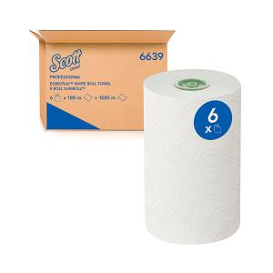 Image of Scott Essential 1-Ply Hand Towels Rolled Slimroll E-Roll White Pack of