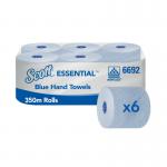 Scott Essential Rolled Paper Hand Towel 1 Ply 350m Blue (Pack of 6) 6692 KC04960