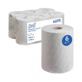 Scott Slimroll Paper Hand Towel Roll 1-Ply 190m White Pack of 6 6695 KC05085