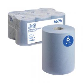 Scott Slimroll Paper Hand Towel Roll 1-Ply 190m Blue Pack of 6 6696 KC05086