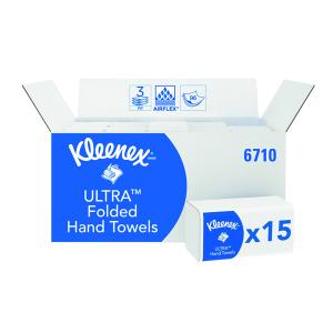 Image of Kleenex Ultra Hand Towels V-Fold 3-Ply 96 Sheets White Pack of 15 6710
