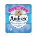 The picture shows a pack of Andrex Classic Clean Toilet Roll, containing 24 rolls of soft and absorbent toilet paper. The packaging features the iconic Andrex puppy and the brand name in bold. The tissues are white with a subtle embossed design, perfect for everyday use.