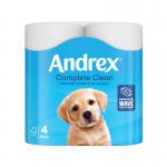 Andrex Complete Clean Toilet Tissue Standard 4x6 Rolls White (Pack of 24) 4480125 KC23489