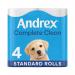 Andrex Complete Clean Toilet Tissue Standard 4x6 Rolls White (Pack of 24) 4480125 KC23489