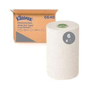 Image of Kleenex Slimroll 1-Ply Hand Towels Rolled E-Roll White Pack of 6 6648