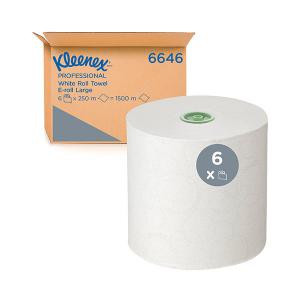 Image of Kleenex 1-Ply Hand Towels Rolled E-Roll Large White Pack of 6 6646