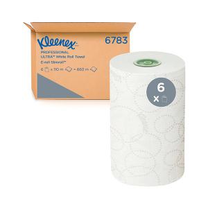 Image of Kleenex Ultra Slimroll 2-Ply Hand Towels Rolled E-Roll White Pack of 6