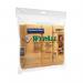 This image features a pack of 6 yellow WypAll Microfiber Cloths, each bearing the brands signature logo. The cloths are made from microfiber material for effective cleaning and come neatly stacked in a compact and convenient bundle.