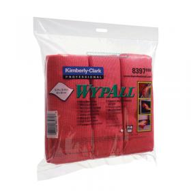 Wypall Microfibre Cloths 400x400mm Red Pack of 6 8397 KC83970