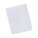 The image shows 5 clear and durable Q-Connect punched pockets with full-length fronts, designed for A4-sized documents. The expanding sides allow for more storage space.