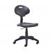 This image features two sleek and modern black draughtsman chairs from VOW, specifically made for the Jemini factory. Each chair measures 570x280x610mm and is made of durable polyurethane material. The chairs have a professional and industrial look, perfect for any workspace.