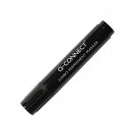 The photo displays a pack of 10 Q-Connect Permanent Markers with a black jumbo chisel tip. The markers have a sleek design and vibrant, bold ink for easy application and long-lasting results. Each marker is labeled with the brand name and product logo.