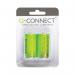 In the photo, two cylindrical C batteries from the brand Q-Connect are shown side by side. The packaging is clean and professional, with the brand logo prominently displayed. The batteries appear to be in good condition and ready for use.