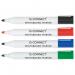 A photograph of Q-Connect Whiteboard Pens shows a pack of 10 assorted drywipe marker pens. They are sleek and have a smooth barrel with a fine tip for precise writing. The vibrant colors are perfect for creating colorful and organized designs on any whiteboard.