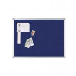 Q-Connect Aluminium Frame Felt Noticeboard with Fixing Kit 1200x900mm Blue 9700029 KF01077