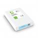This photograph shows a pack of Q-Connect coloured paper, specifically Q-Connect Blue, in A4 size, with a weight of 80gsm. The pack contains 500 sheets and is neatly stacked with a ream wrapping. The paper is vibrant and smooth, perfect for various printing needs.