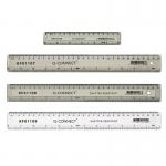 This picture shows a clear, 150mm ruler by Q-Connect. It is marked with both metric and imperial measurements. The ruler has a sleek design and is made of durable material, perfect for everyday use in any setting.