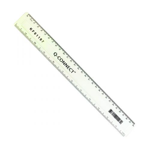 Q Connect Acrylic Shatter Resistant Ruler 30cm Clear Pack Kf01107q
