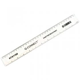 Q-Connect Ruler Shatterproof 300mm Clear (Inches on one side and cmmm on the other) KF01108 KF01108