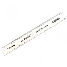 Q-Connect Ruler Shatterproof 300mm Clear (Inches on one side and cmmm on the other) KF01108 KF01108
