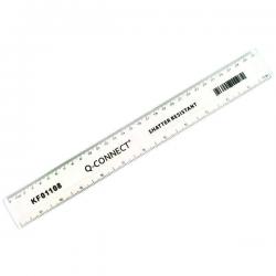 Q-Connect Ruler Shatterproof 300mm Clear (Inches on one side and cmmm on the other) KF01108 KF01108