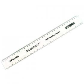 Q-Connect Shatter Resistant Ruler 30cm Clear (Pack of 10) KF01108Q KF01108Q