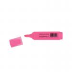 The picture features a pack of 10 Q-Connect Pink Highlighter Pens, neatly arranged in a row. The vibrant pink color of the highlighters stands out against the white background, making them easy to spot. The packaging is simple yet eye-catching, making it perfect for any office or school setting.