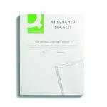 Q-Connect Delux Punched Pocket Top Opening Green Strip A4 Clear (Pack of 100) KF01121 KF01121