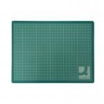 This picture shows a sleek and durable Q-Connect Cutting Mat made of Non-Slip PVC, in a vibrant green color. It is designed for a professional Drawing Office setting and comes in an A3 size. The Q-Connect logo can be seen in the corner.