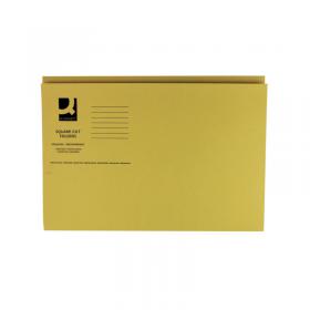 Q-Connect Square Cut Folder Mediumweight 250gsm Foolscap Yellow (Pack of 100) KF01185 KF01185