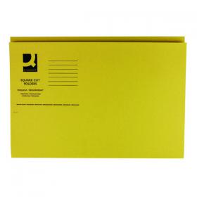 Q-Connect Square Cut Folder Mediumweight 250gsm Foolscap Yellow (Pack of 100) KF01185 KF01185