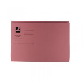 Q-Connect Square Cut Folder Mediumweight 250gsm Foolscap Pink (Pack of 100) KF01187 KF01187